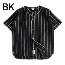 画像をギャラリービューアに読み込む, ヒューストン HOUSTON コットン リネン ストライプ ベースボール シャツ COTTON LINEN STRIPE BB SHIRT 41008［WA］【GIOI】
