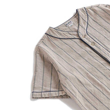 画像をギャラリービューアに読み込む, ヒューストン HOUSTON コットン リネン ストライプ ベースボール シャツ COTTON LINEN STRIPE BB SHIRT 41008［WA］【GIOI】
